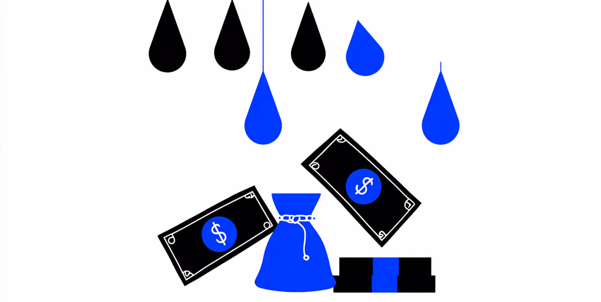 Money icons dripping into a bag, representing revenue loss or cost savings tied to Shopify maintenance plans and ongoing optimization.