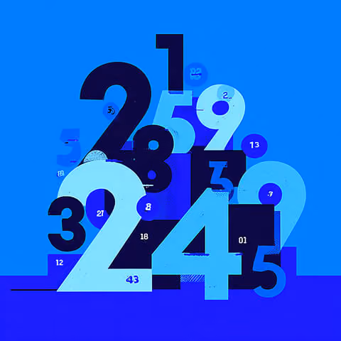 Abstract composition of overlapping numbers and data points, symbolizing analytics, performance metrics, and measurable growth.