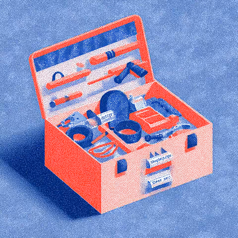 Open toolkit filled with digital tools and components, symbolizing the complexity and maintenance burden of poorly structured Shopify builds.