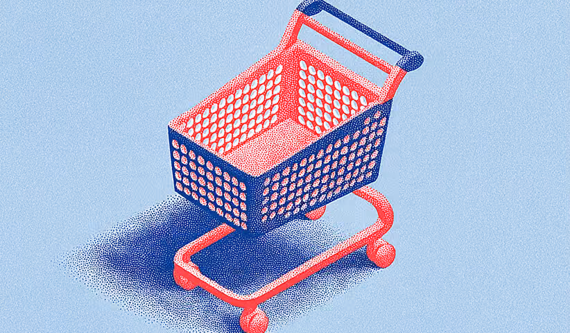 Empty shopping cart illustration, representing lost revenue and abandoned purchases due to poor site performance.