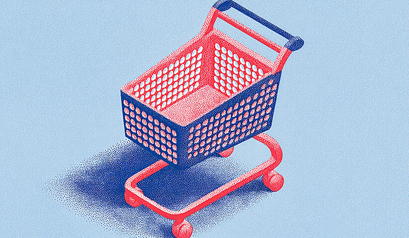Empty shopping cart illustration, representing lost revenue and abandoned purchases due to poor site performance.