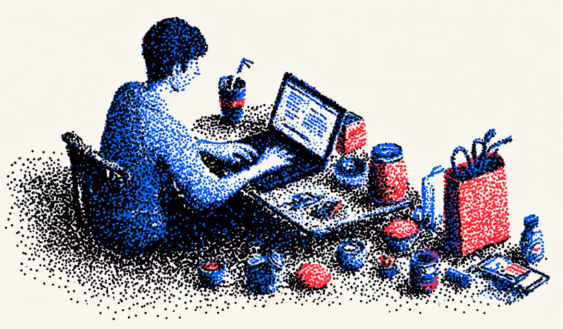 Person working at a cluttered desk with laptop and notes, symbolizing hands-on migration tasks and technical setup.