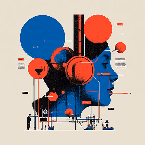 Stylized profile of a human head filled with charts, nodes, and data points, representing analytical thinking, decision-making, and data-driven strategy.