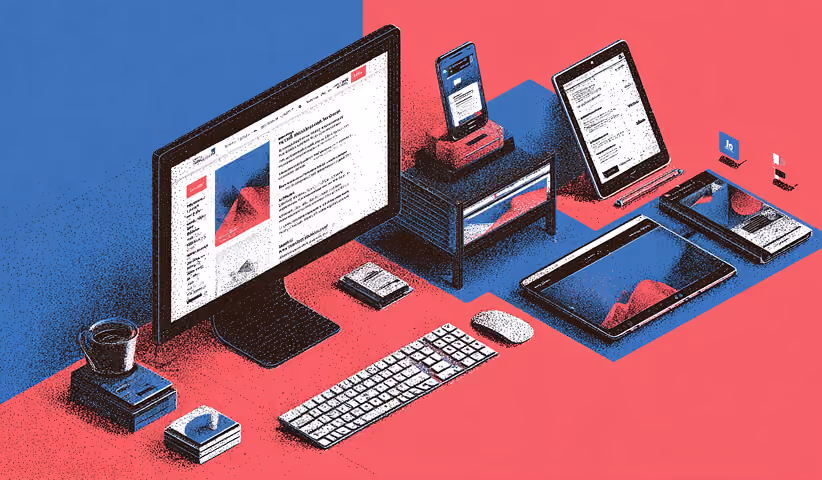Multi-device setup including desktop, tablet, and mobile screens, representing responsive Webflow web design across platforms.