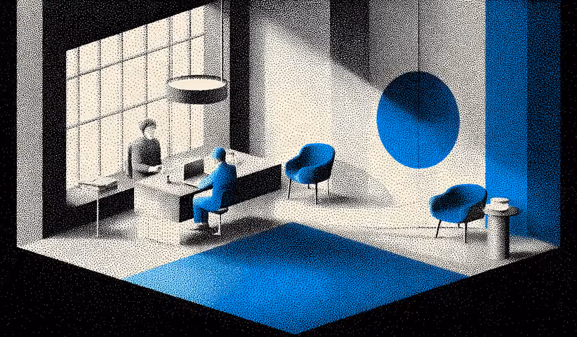 Modern medical reception area with patient and staff interaction, highlighting in-clinic experience and brand environment.