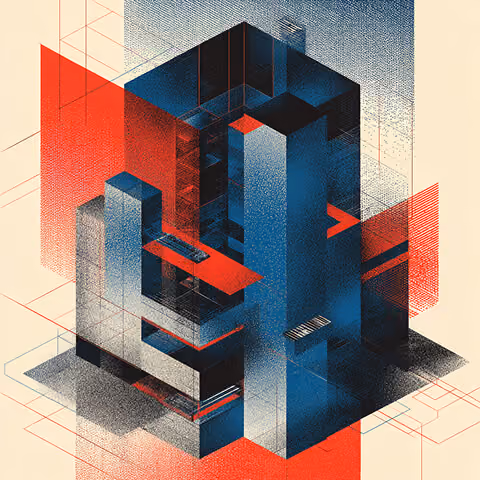 Business professional standing alone among oversized geometric blocks, representing isolation and unclear direction in poorly structured prompting.