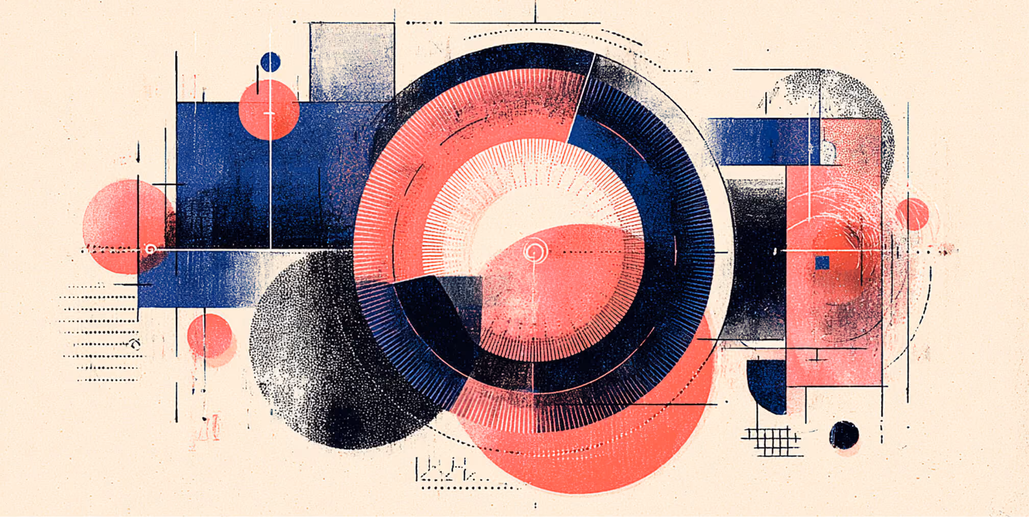 Circular data visualization with segmented rings and overlays, representing customer lifecycle stages, retention loops, and performance metrics.
