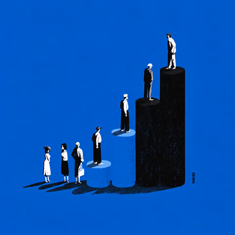 People standing on rising bar charts, symbolizing growth, competition, and performance benchmarking among legal marketing firms.