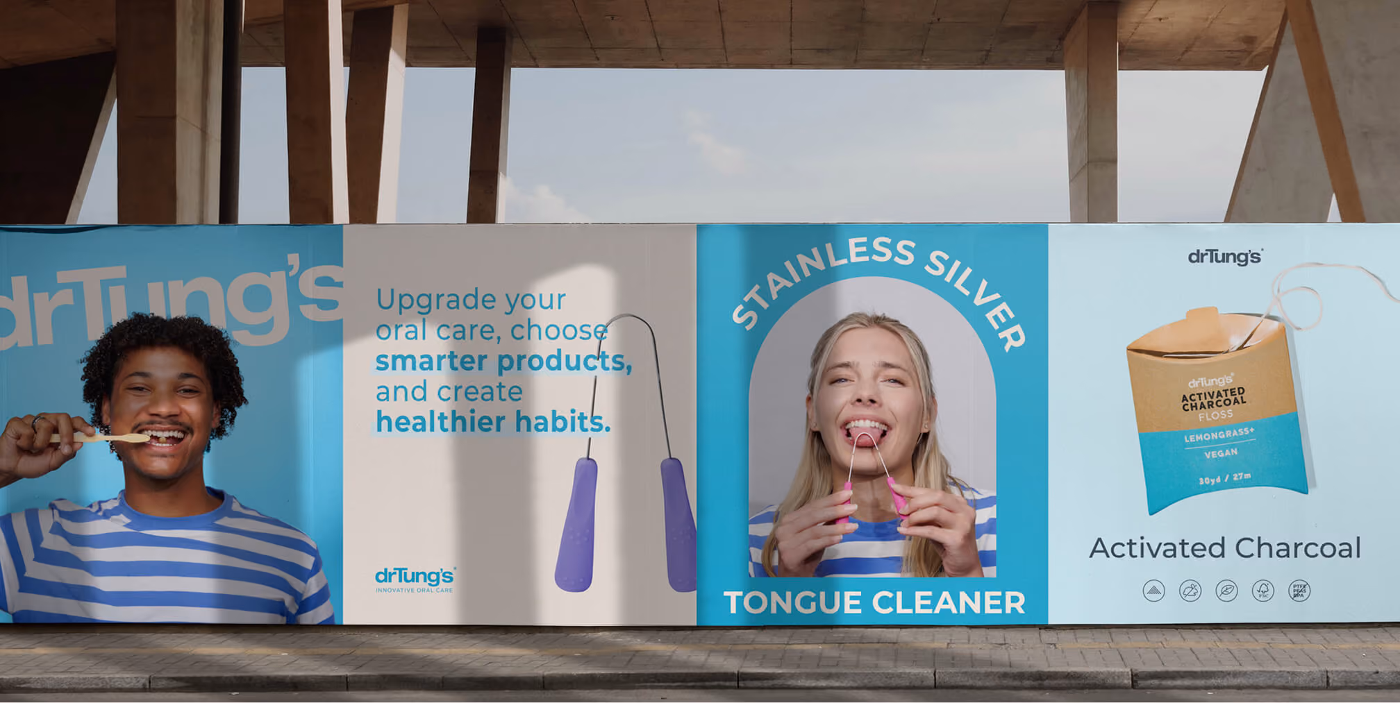 Outdoor advertisement showcasing product branding and messaging, representing integrated marketing and campaign design.