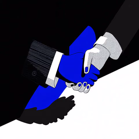 Close-up of a handshake, symbolizing partnership and trust when choosing a logo design company.
