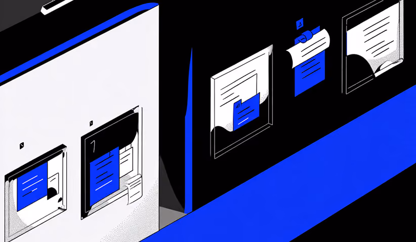 Series of framed layout designs on a wall, representing different logo applications and brand assets.