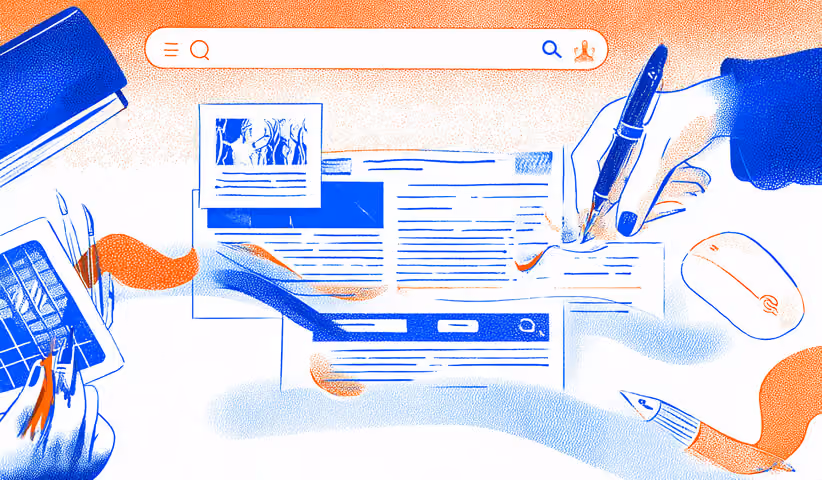 Hands editing digital content with a pen interface, representing content refinement and quality improvement.