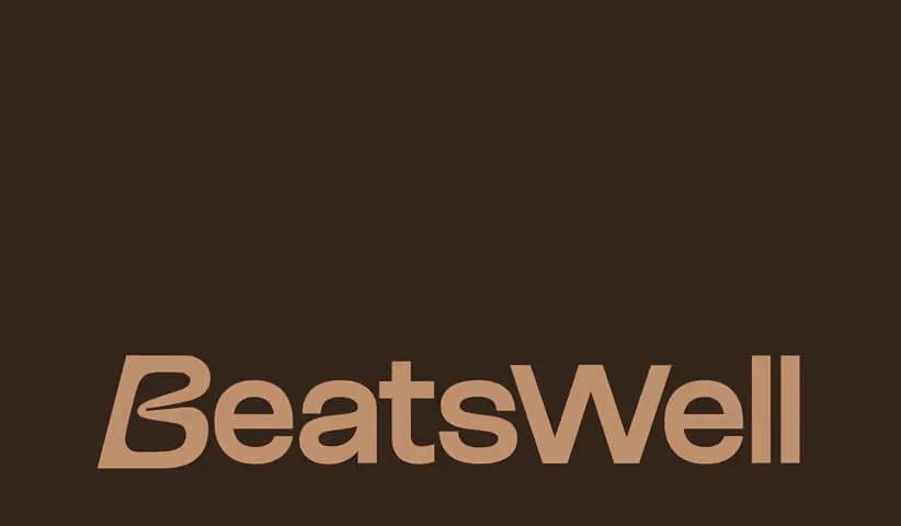 BeatsWell logo displayed on a minimal background, representing brand identity design.
