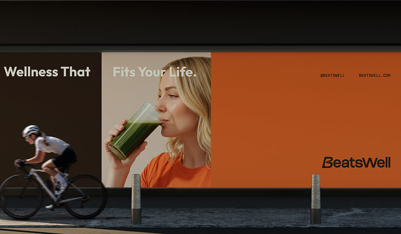 Outdoor billboard advertisement featuring a wellness brand campaign, representing brand activation and marketing rollout.