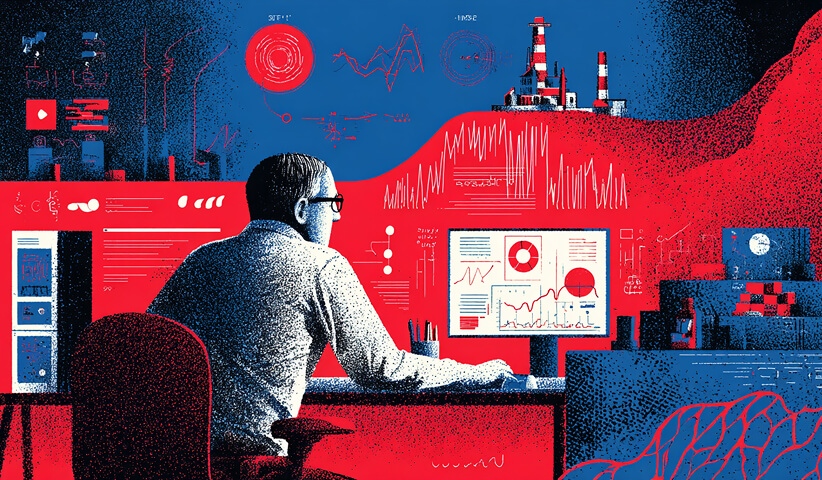 Professional analyzing charts and dashboards on a computer, representing data-driven branding and performance tracking.