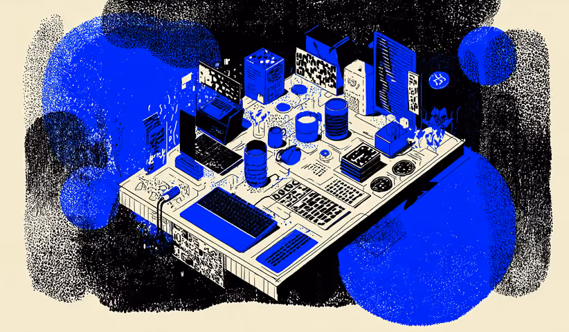 Creative workspace filled with devices, interface panels, and digital tools, representing modern website creation ecosystems and multi-platform web management.