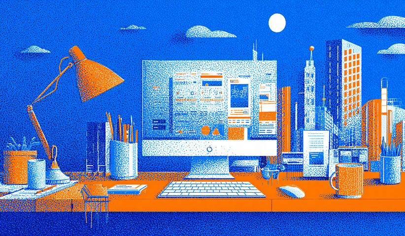 Desktop workspace displaying website interface layouts and design tools, representing UI design, website customization, and professional Webflow development.