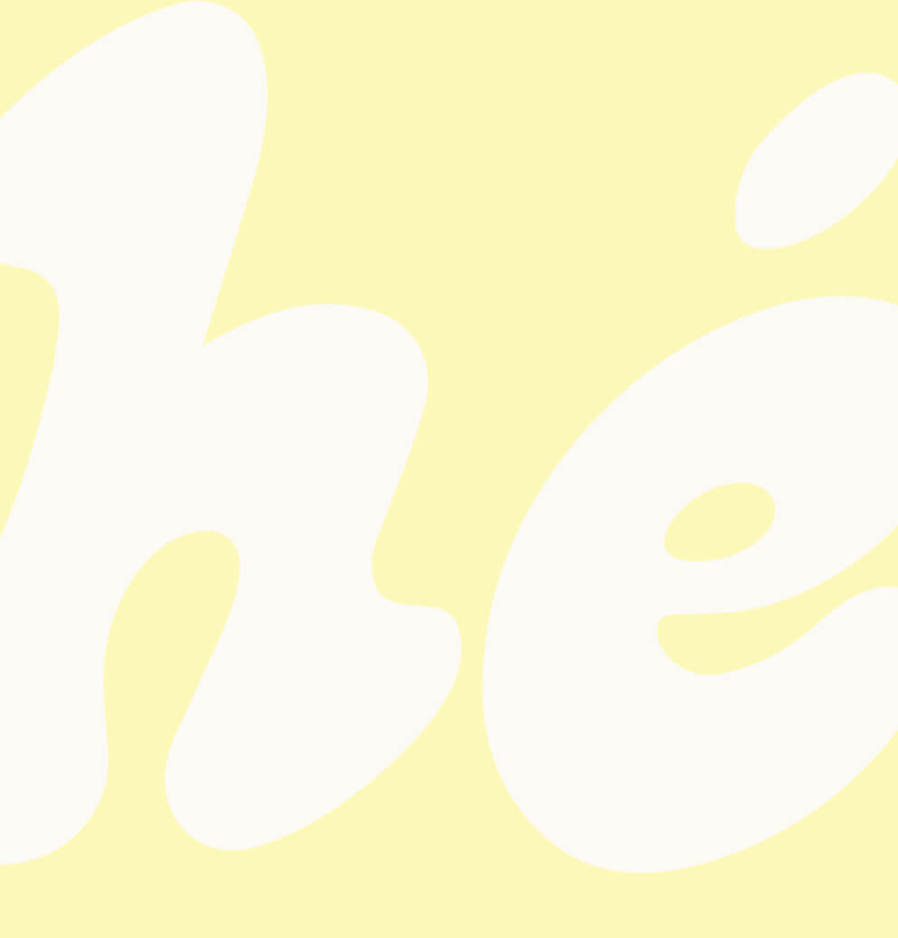 Enlarged crop of the Whipché wordmark showing oversized cream-colored script lettering on a pale yellow background, highlighting the brand’s playful typography and visual identity system.