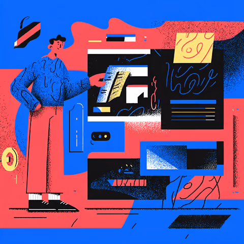 Designer presenting digital interface layouts and creative assets on a large screen, symbolizing Webflow’s visual-first approach to website design and development.