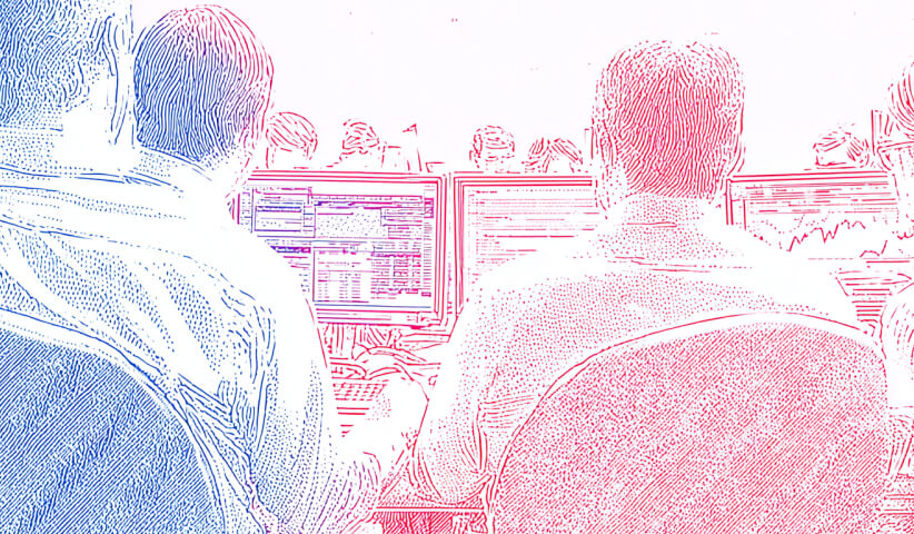 Professionals monitoring financial data and performance dashboards, illustrating data-driven decision-making, market analysis, and brand performance measurement.