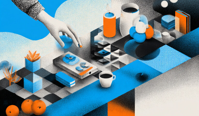 Hand adjusting interface controls among digital components, symbolizing website customization, optimization, and continuous improvement of user experiences.