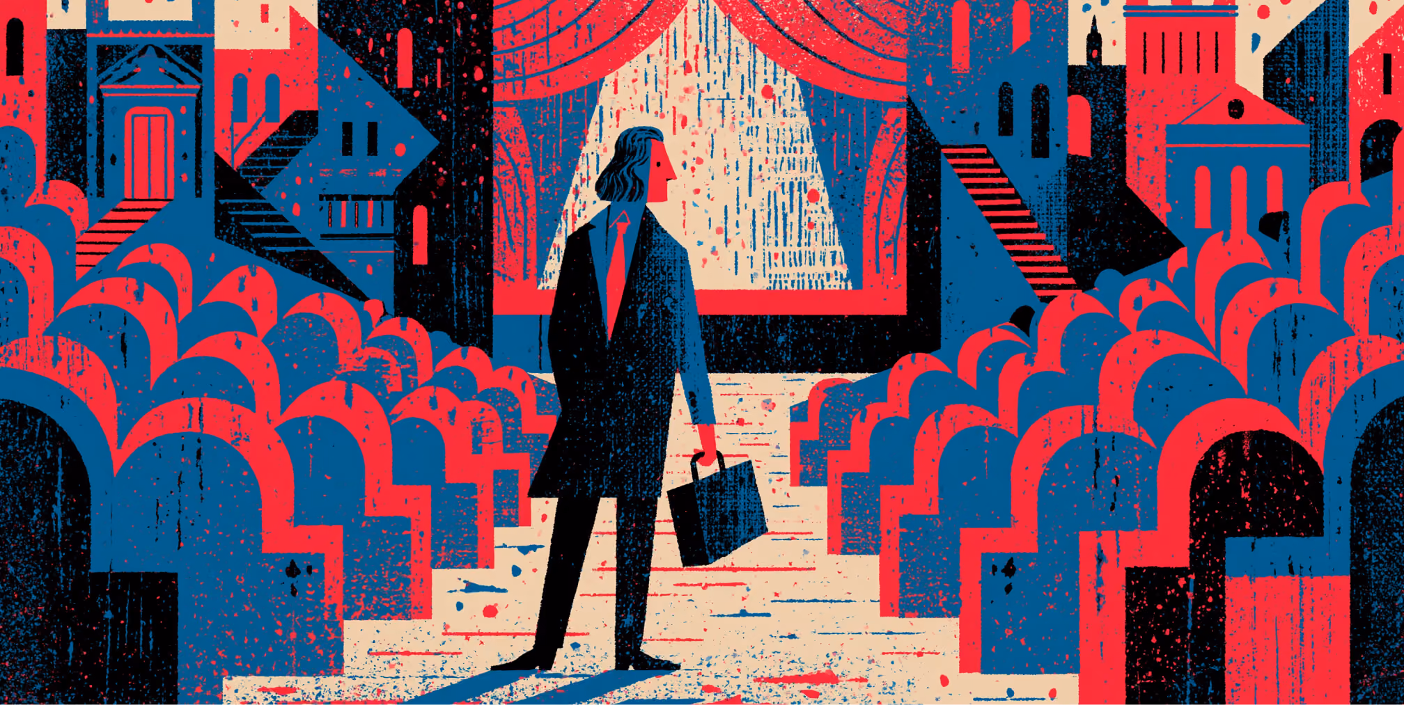 Artistic director standing before a stage and audience in a theatrical setting, symbolizing creative leadership, vision development, and the responsibility of guiding major artistic productions from concept to execution.