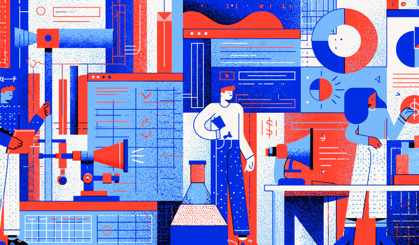Abstract business environment featuring campaign assets, communication channels, and performance indicators, representing the connection between marketing activities and measurable business growth.