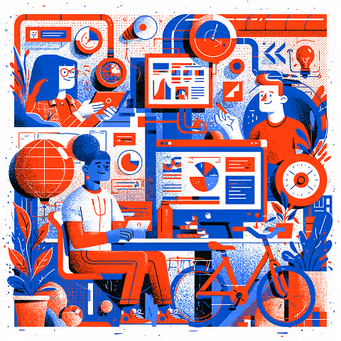 Cross-functional product team collaborating around dashboards, wireframes, and performance metrics, representing how Product Designers work closely with engineering, research, and business teams to build successful digital products.