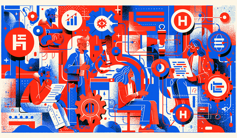 Collaborative design ecosystem filled with workflows, analytics, documentation, engineering handoffs, and team communication, illustrating how Product Designers coordinate across multiple disciplines to bring products to market.