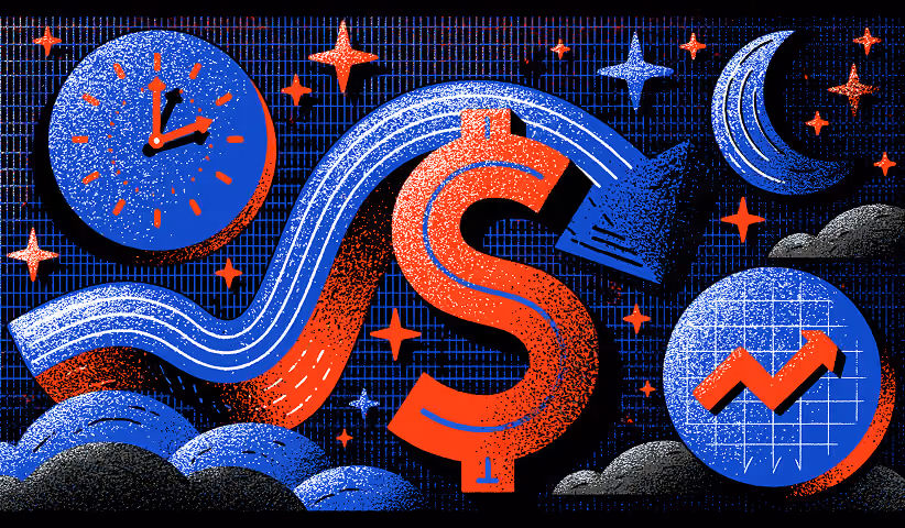 Abstract illustration combining financial symbols, charts, and growth indicators, representing how investing in quality packaging design contributes to stronger sales performance and brand value.