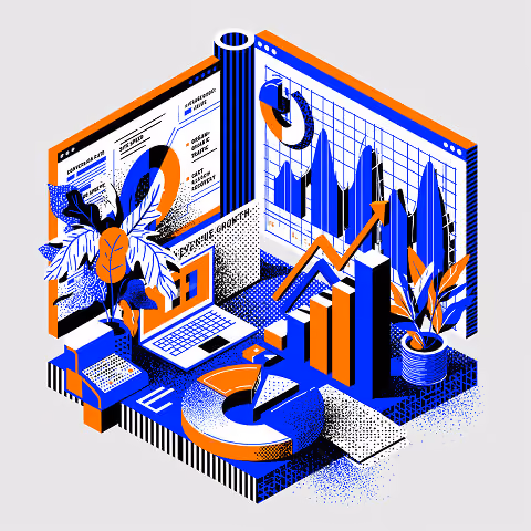 Analytics dashboard with growth charts, reports, and business metrics representing strategic Shopify web development focused on ecommerce performance, optimization, and revenue growth.Hand arranging interface components on a mobile ecommerce application, i