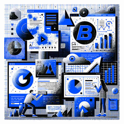 Abstract dashboard filled with analytics charts, user interface elements, and branding visuals, illustrating website performance analysis, CRO strategy, and data-driven optimization.