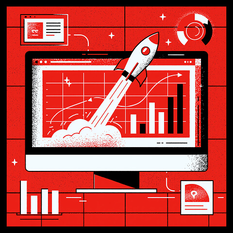 Website growth dashboard with analytics and performance charts.