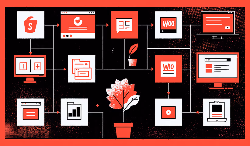 Shopify and WooCommerce website integration workflow.