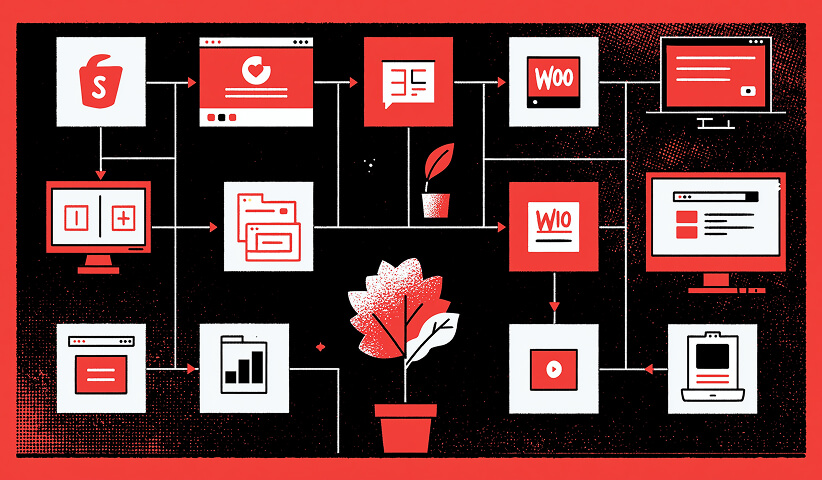 Shopify and WooCommerce website integration workflow.