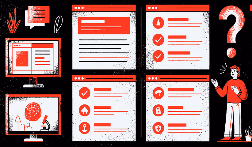 Website design checklist and user interface components.