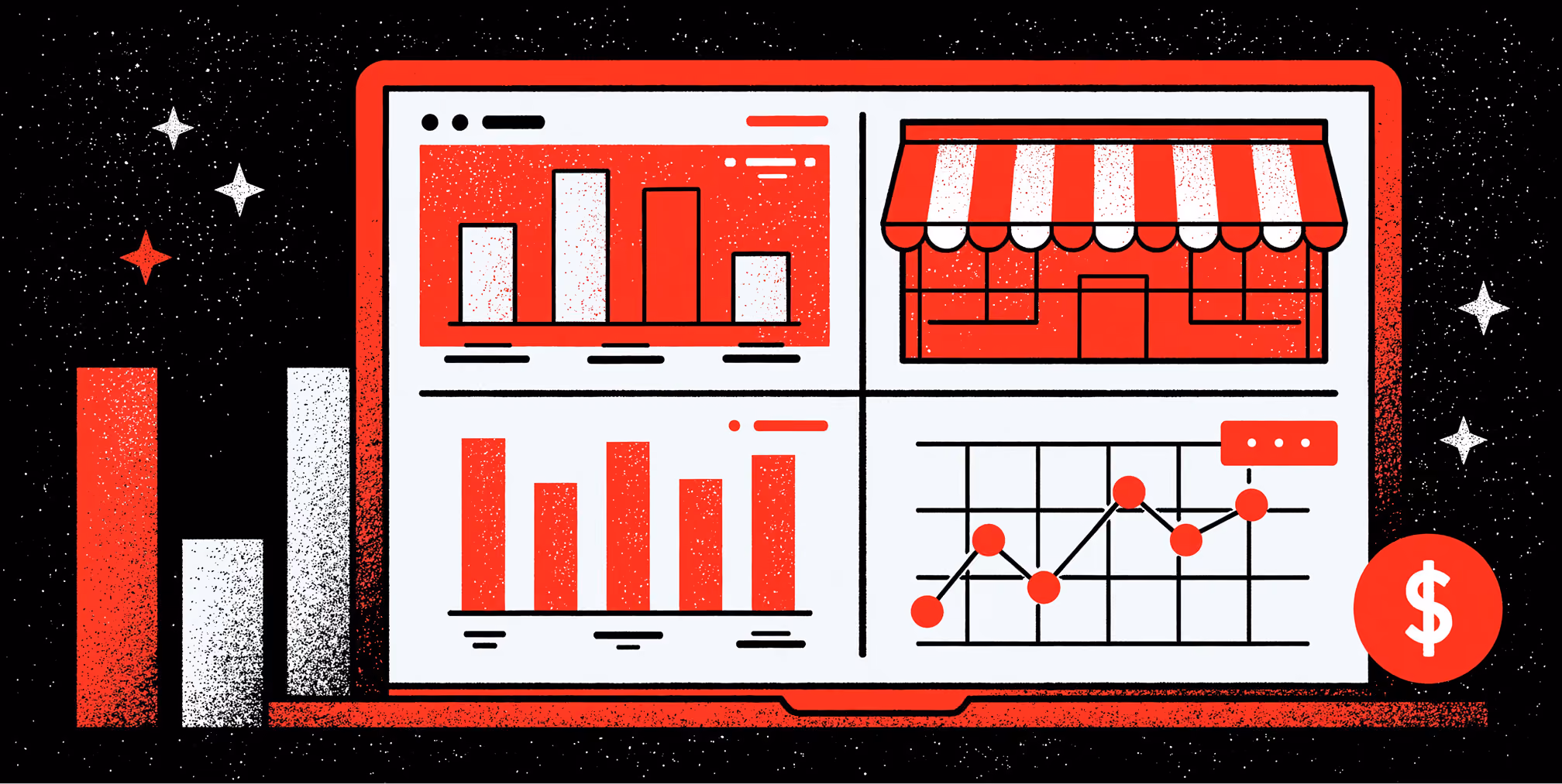 Ecommerce analytics dashboard with sales and performance charts.