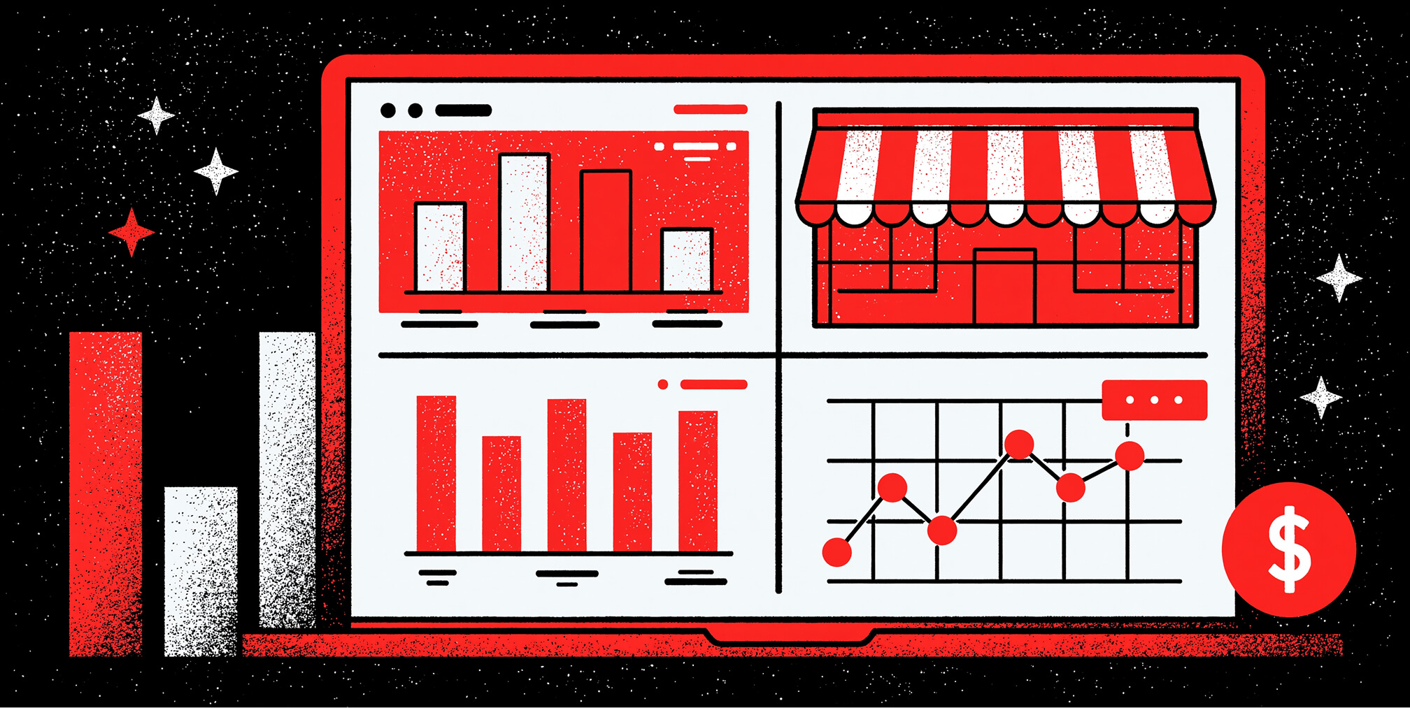 Ecommerce analytics dashboard with sales and performance charts.