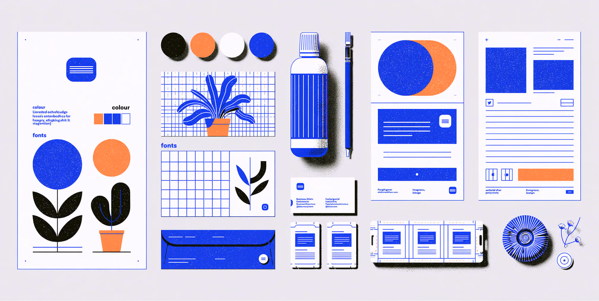 Small business brand identity system with print and digital assets.