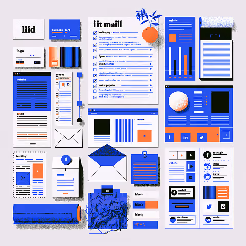 Brand guidelines with print, web, and social templates.