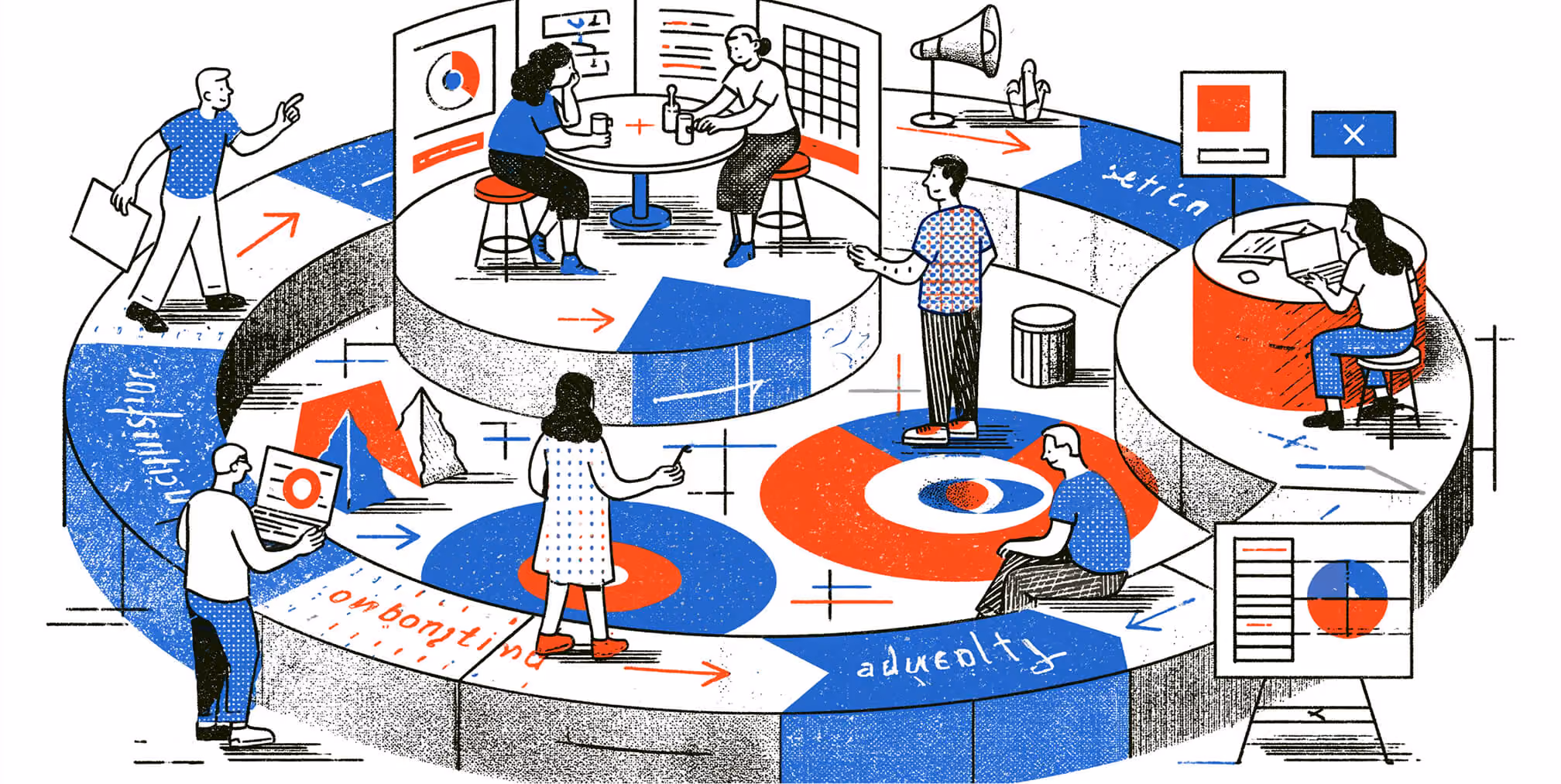Customer journey strategy illustrated as an interconnected lifecycle from acquisition to advocacy.