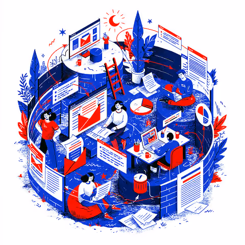 Collaborative email marketing workspace featuring campaign planning, audience segmentation, content creation, dashboards, and performance tracking.