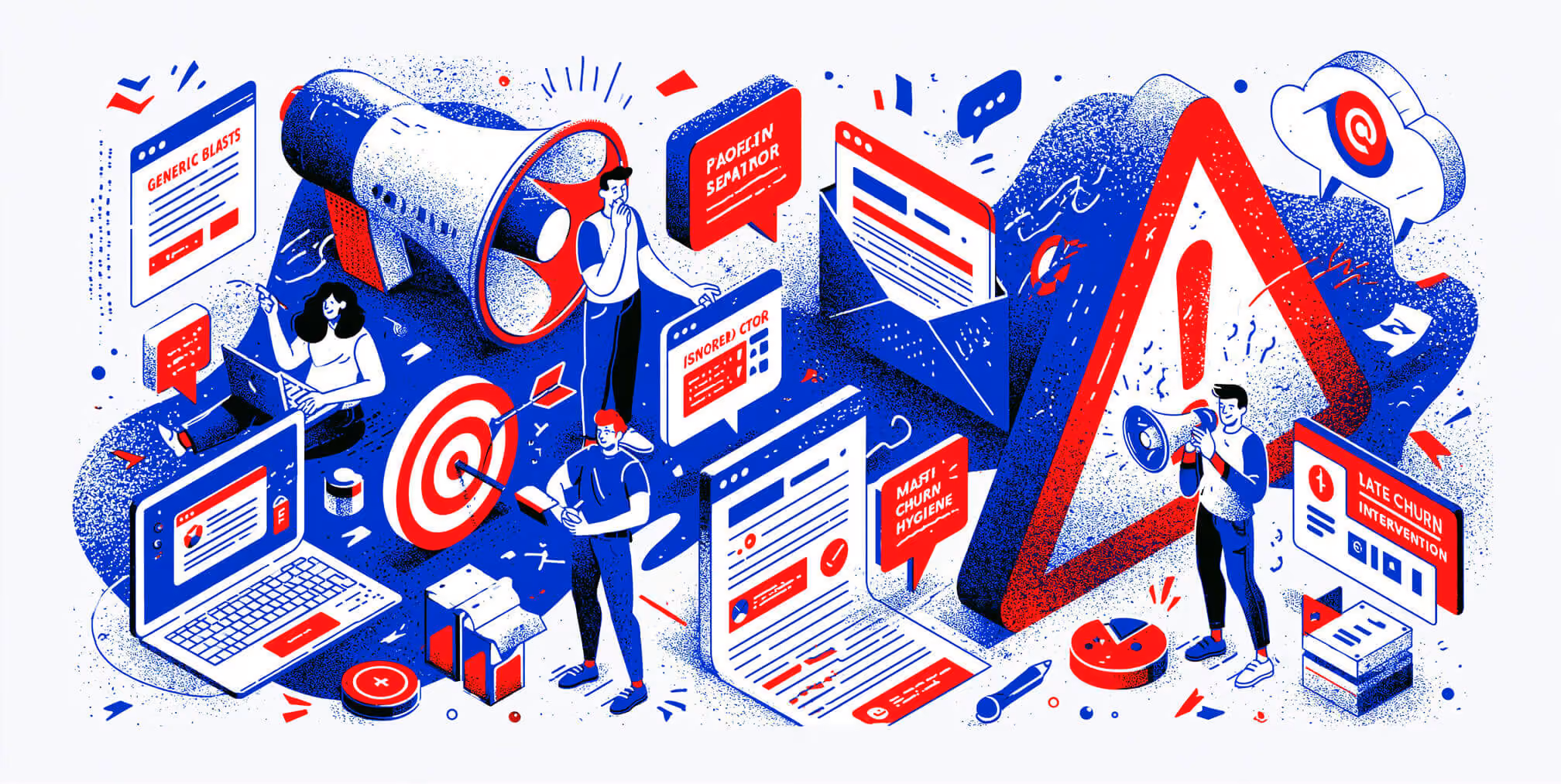 Marketing automation dashboard featuring campaign management, content workflows, analytics, performance reporting, and customer engagement metrics.