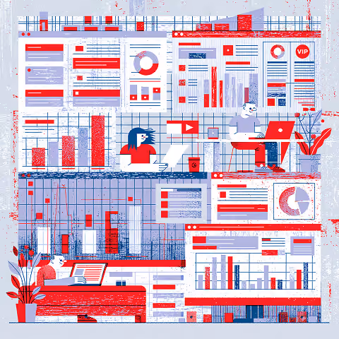 Marketing operations dashboard with campaign management, customer segmentation, analytics, reporting, and performance monitoring across multiple channels.