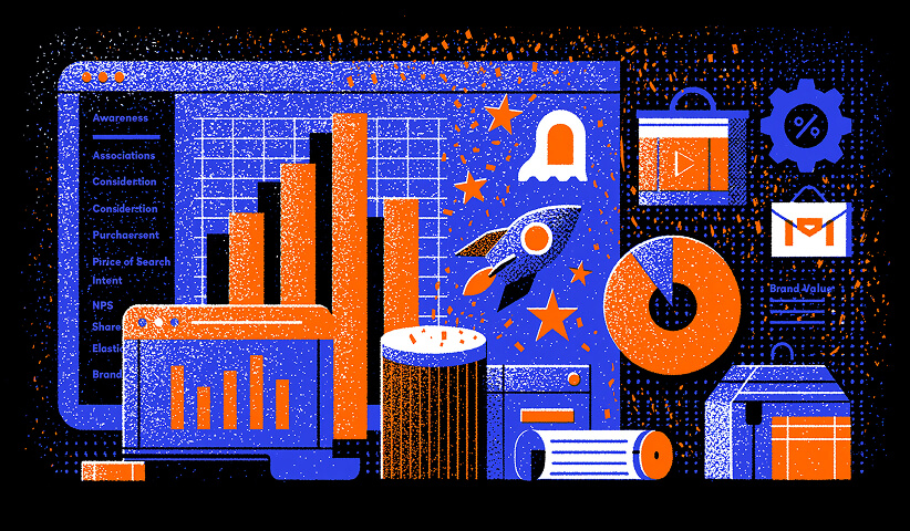 Illustration of digital content creation featuring video, audio, photography, publishing tools, and multimedia assets used to build and scale a global brand.