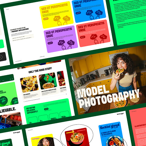 Brand identity presentation showcasing website layouts, marketing assets, and visual system applications across digital touchpoints.