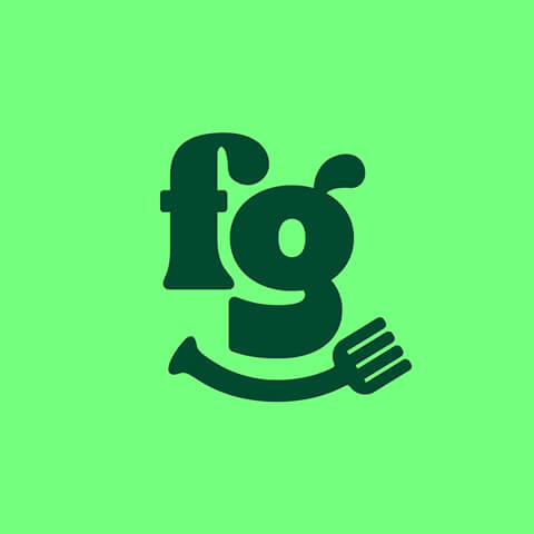 Forkin' Good brand mark combining typography with a smiling fork icon, illustrating how memorable logos create recognition and personality.