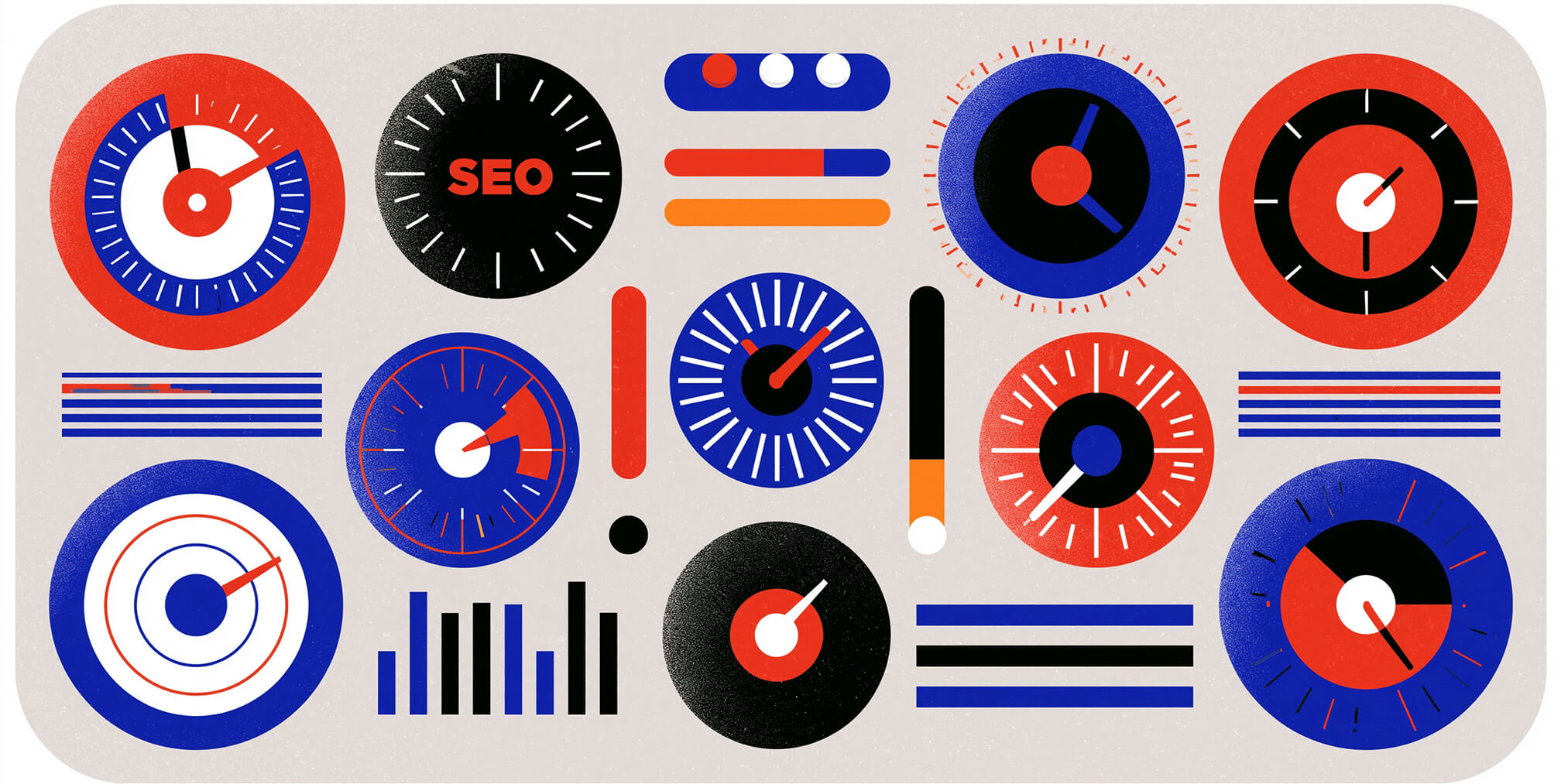 Collection of performance dashboards, speed gauges, charts, and analytics visualizations representing AI-powered B2B marketing tools that improve campaign performance, automation, and business growth.