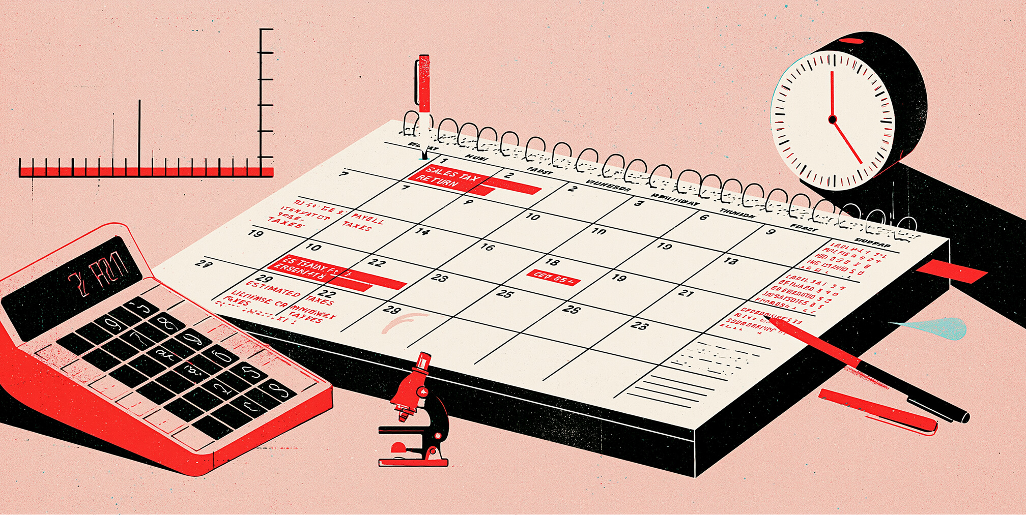 Business compliance calendar displaying important filing deadlines, sales tax returns, payroll taxes, annual reports, and ongoing regulatory requirements for North Carolina businesses.