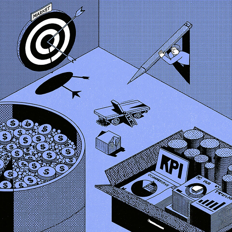 Business strategy toolkit featuring market targeting, financial resources, key performance indicators, competition analysis, and operational planning.